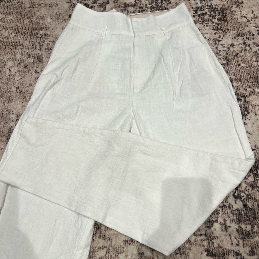 Mango White Wide-Leg Pants